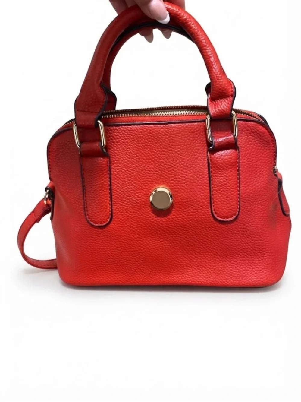 Red Structured Dome Satchel Handbag - Unbranded